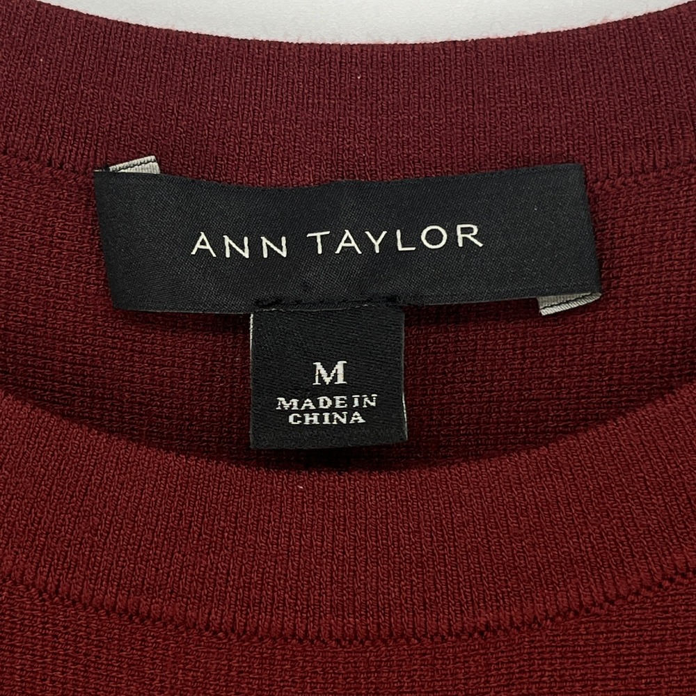 Ann Taylor Burgundy Sweater Tank Peplum Top Sleeveless Business Casual Office M - Picture 5 of 7